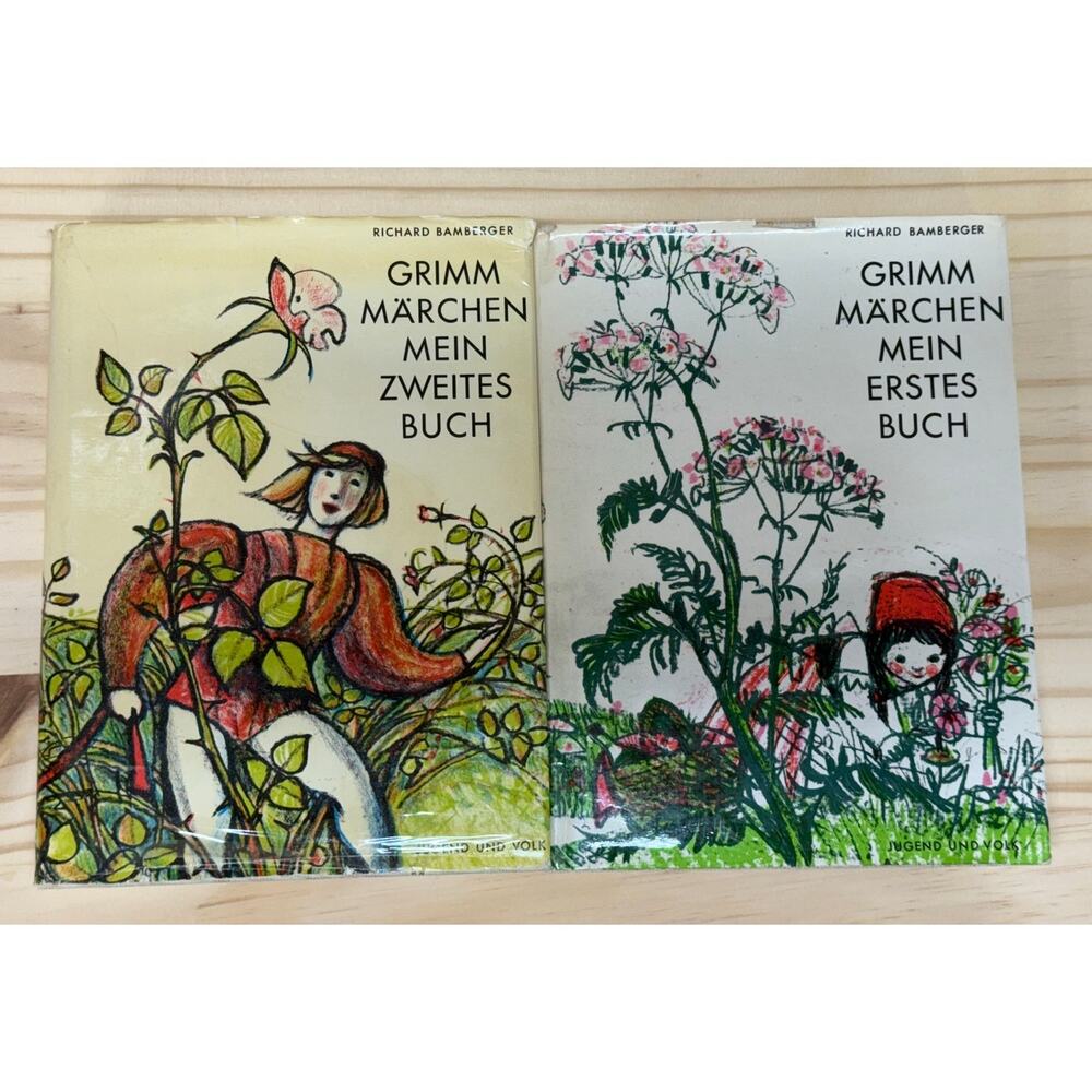 Lot of 2 Grimm Fairy Tales by Richard Bamberger in German 1972 HCDJ